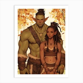 Elf And Orc Art Print