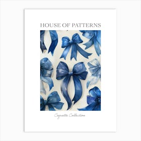 Blue Lace Bows 3 Pattern Poster Art Print