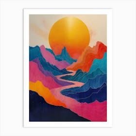 Sunset In The Mountains 60 Art Print