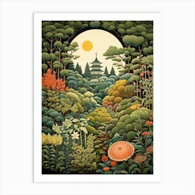 Ginkaku Ji Temple Japan Henri Rousseau Style 1 Art Print