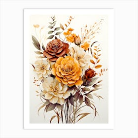 Blossoms Of Serenity Captivating Floral Illustration Art Print