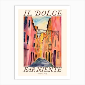 Il Dolce Far Niente Parma, Italy Watercolour Streets 3 Poster Art Print