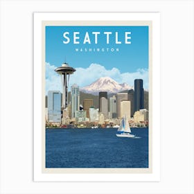 Seattle Washington Travel Poster Art Print