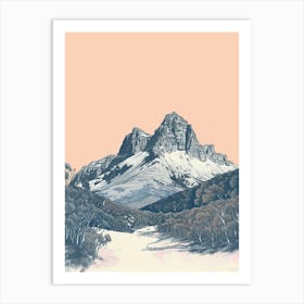 Cradle Mountain Australia Color Line Drawing (7) Art Print