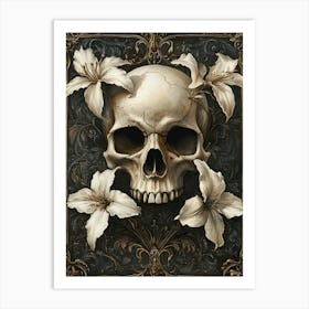 Skull with flowers 990 Art Print