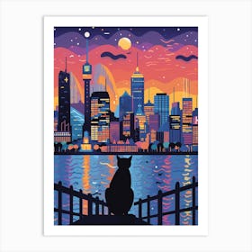 Sydney, Australia Skyline With A Cat 3 Art Print