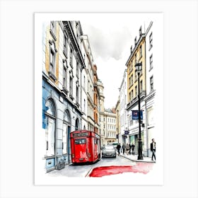 Red Double Decker Bus In London Art Print