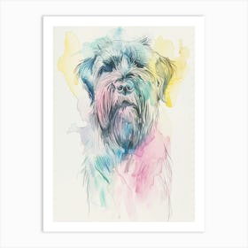 Pastel Briard Dog Line Illustration 2 Art Print