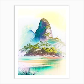 Lord Howe Island Australia Watercolour Pastel Tropical Destination Art Print