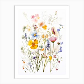 Pressed Flower Botanical Art Wildflowers 3 Art Print