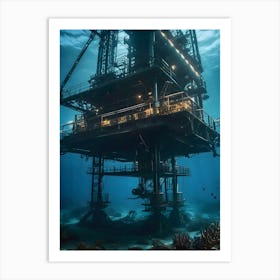 Underwater Oil Rig-Reimagined 3 Art Print