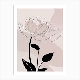 Line Art Tulips Flowers Illustration Neutral 18 Art Print