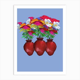 Three Vases With Flowers Art Print