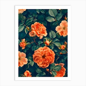 Orange Roses Wallpaper 2 Art Print