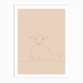 Lamb - Boho, Line Art Art Print