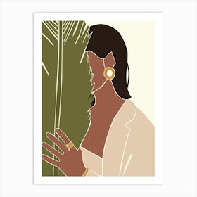 Woman Hand Drawing Boho Minimalist Pastel Colors 15 Art Print