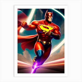 Superman In Action Art Print