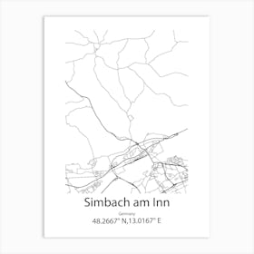 Simbach Am Inn,Germany Minimalist Map Art Print