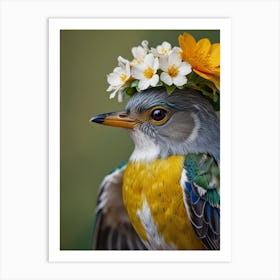 Bird With Flower Crown 11 Art Print