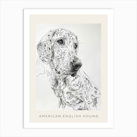 American English Hound Dog Line Sketch 2 Poster Art Print