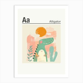 Animals Alphabet Alligator 3 Art Print