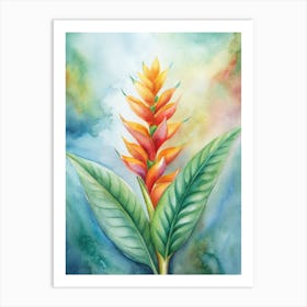 8 Heliconia Rostrata With Cascading Blooms Art Print