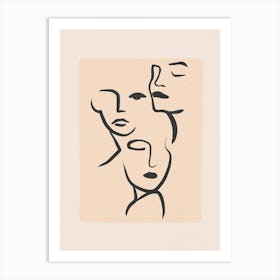 Minimal Line Girls Art Print