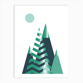 Emerald Horizons: A Green Mountain Landscape Art Print