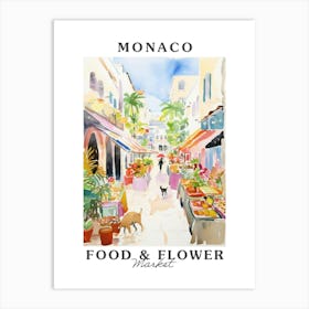 Food Market With Cats In Monaco 2 Poster Art Print