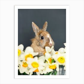 Bunny With Flowers Art Print