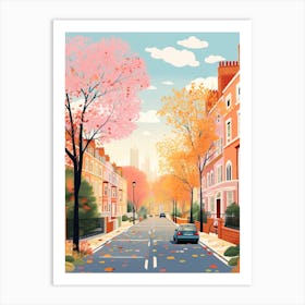 London Street In Autumn Fall Travel Art 2 Art Print