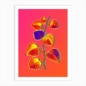 Neon Quaking Aspen Botanical in Hot Pink and Electric Blue n.0470 Art Print