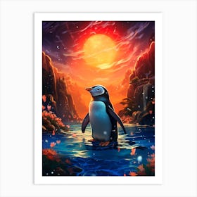 Penguin In The Water Art Print