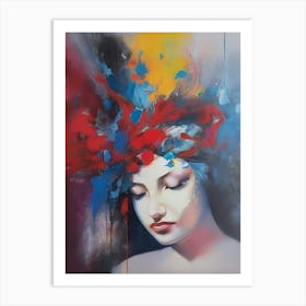 Woman With Colorful Head Art Print