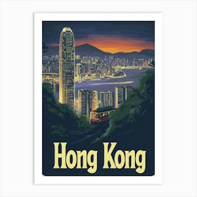 Aihrgdesign A Retro Travel Poster For Hong Kong Featuring The F45c00d2 340a 45e1 B7ae 4b9be20e19c1 1 Art Print