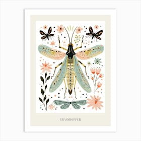 Colourful Insect Illustration Grasshopper 9 Poster Art Print