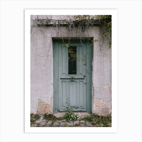 Old olive green door  covered with plants| France  Art Print