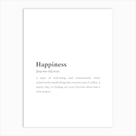 Happiness Funny Definition Wall Art Print