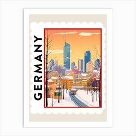 Retro Winter Stamp Poster Frankfurt Germany Art Print