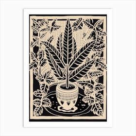 B&W Plant Illustration Zz Plant 4 Art Print