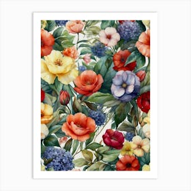 Watercolor Floral Pattern 4 Art Print