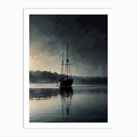 Sailing Ship In The Mist Art Print