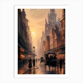 Bustling city during the 1900s Art Print