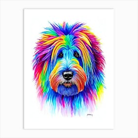 Komondor Rainbow Oil Painting Dog Art Print