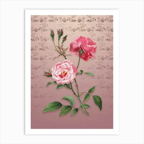 Vintage Ever Blowing Rose Botanical on Dusty Pink Pattern n.1302 Art Print
