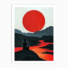 Meditating Man, Minimalism Art Print