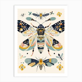 Colourful Insect Illustration Bee 3 Art Print