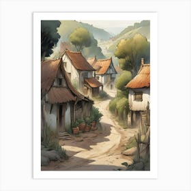 Village In The Woods 1 Art Print