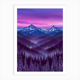 Purple Mountain Landscape Art Print