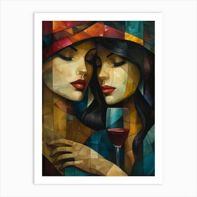 Two Women Holding Wine Glasses Art Print